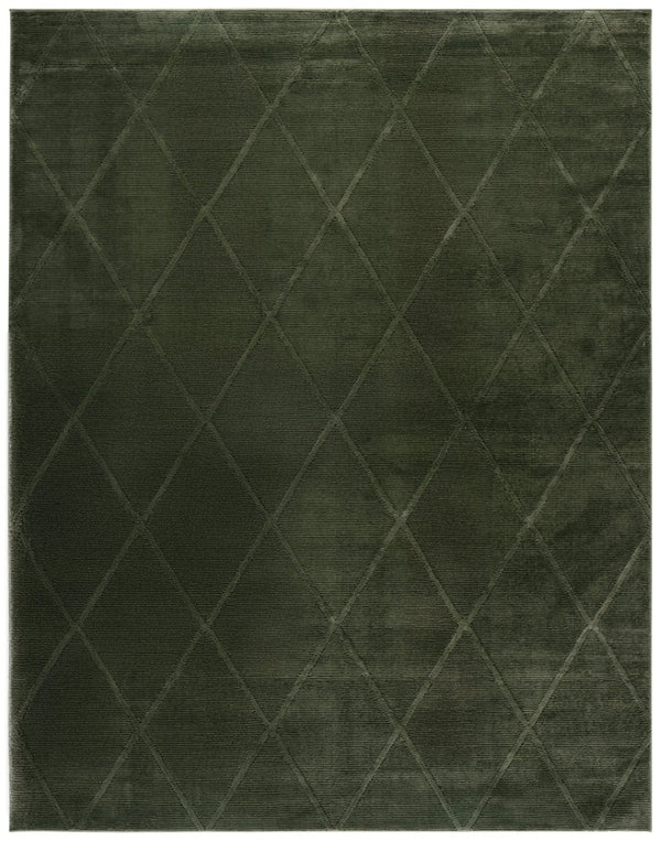 Safavieh Revive Geometric Turkish Runner Rug in Ivory Recycled Polyester for Hallways Green 7'-0" x 10'-0" REV104Y-7