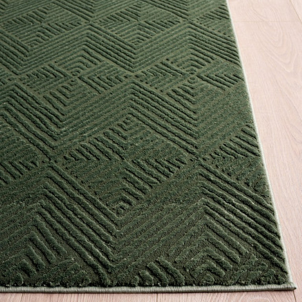 Safavieh Revive Solid Tonal Green Recycled Polyester Area Rug Power Loomed in Turkey Low Pile 6'-0" x 8'-0" REV116Y-68