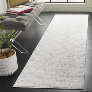 Safavieh Revive Geometric Ivory Runner Rug Low Pile Recycled Polyester for Hallways and Entryways REV122A-28