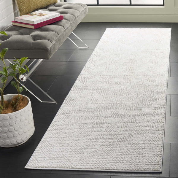 Safavieh Revive Geometric Ivory Runner Rug Low Pile Recycled Polyester for Hallways and Entryways REV122A-28