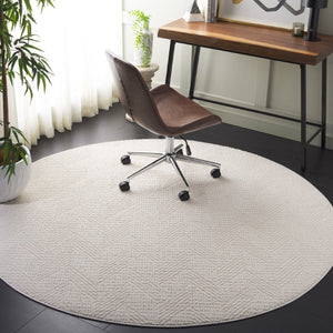 Safavieh Revive Round Ivory Geometric Rug Power Loomed in Turkey Low Pile Recycled Polyester REV122A-7R