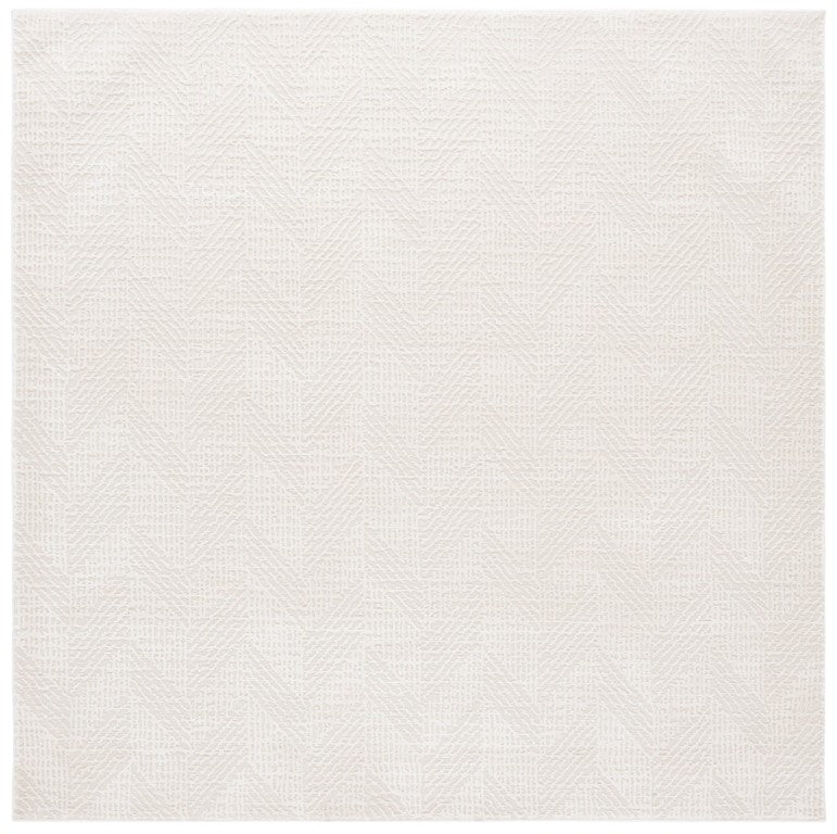 Safavieh Revive Ivory Geometric Square Area Rug Recycled Polyester Power Loomed Living Room REV122A-7SQ
