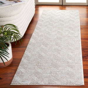 Safavieh Revive Geometric Runner Rug in Taupe Ivory Recycled Polyester for Hallway Entryway REV122E-28