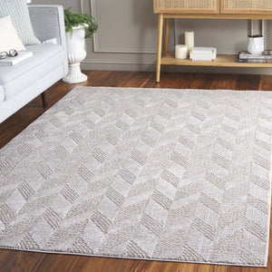 Safavieh Revive Geometric Neutral Area Rug Recycled Polyester Pile for Modern Living Spaces REV122E-5