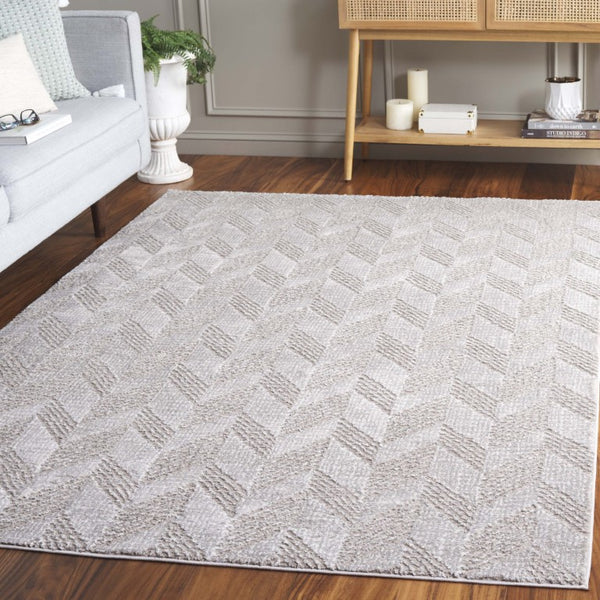 Safavieh Revive Geometric Neutral Area Rug Recycled Polyester Pile for Modern Living Spaces REV122E-5