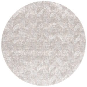 Safavieh Revive Geometric Round Area Rug in Taupe Ivory Low Pile Polyester for Living Room REV122E-7R