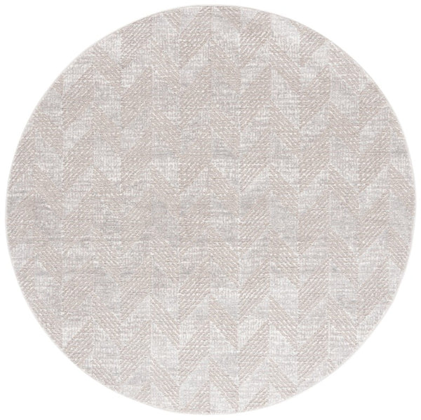 Safavieh Revive Geometric Round Area Rug in Taupe Ivory Low Pile Polyester for Living Room REV122E-7R