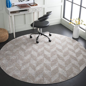 Safavieh Revive Geometric Round Area Rug in Taupe Ivory Low Pile Polyester for Living Room REV122E-7R