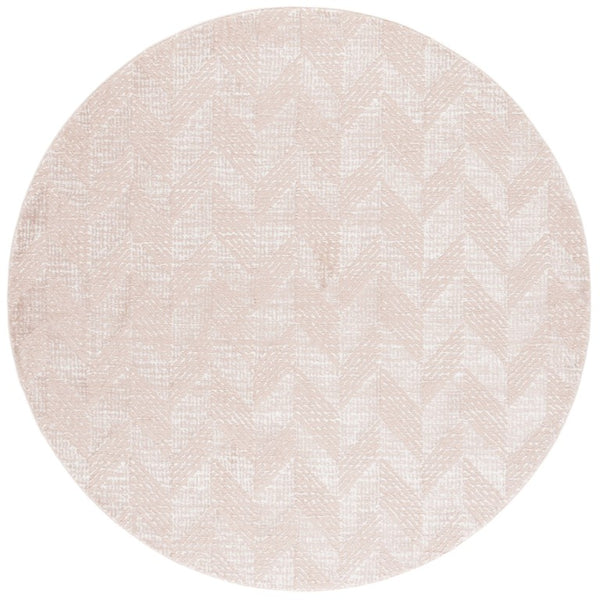 Safavieh Revive Blush Ivory Geometric Round Area Rug Power Loomed Polyester for Modern Interiors REV122U-7R