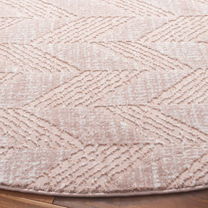 Safavieh Revive Blush Ivory Geometric Round Area Rug Power Loomed Polyester for Modern Interiors REV122U-7R