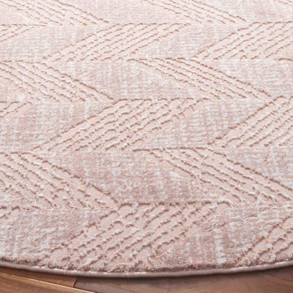 Safavieh Revive Blush Ivory Geometric Round Area Rug Power Loomed Polyester for Modern Interiors REV122U-7R
