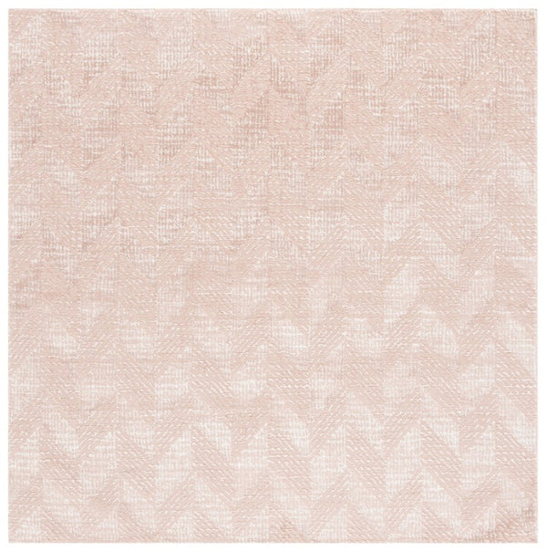 Safavieh Revive Geometric Area Rug Recycled Polyester Low Pile Soft Blush Contemporary Square REV122U-7SQ
