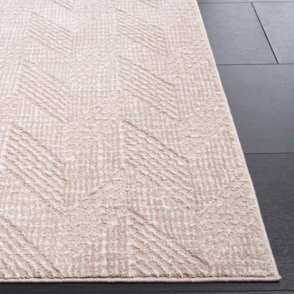 Safavieh Revive Geometric Area Rug Recycled Polyester Low Pile Soft Blush Contemporary Square REV122U-7SQ