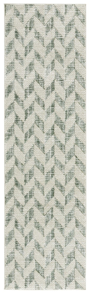 Safavieh Revive Geometric Sage Ivory Power Loomed Polyester Runner Rug for Modern Hallways REV122W-28