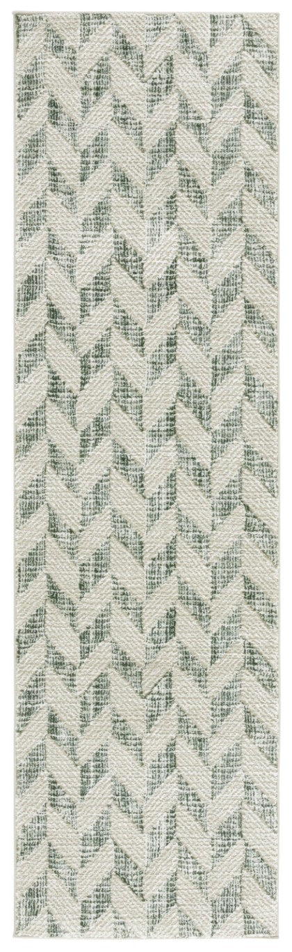 Safavieh Revive Geometric Sage Ivory Power Loomed Polyester Runner Rug for Modern Hallways REV122W-28