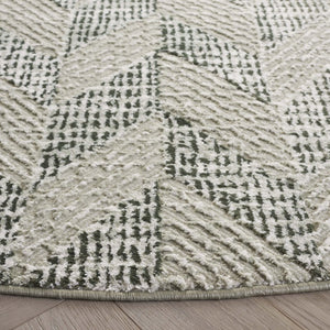 Safavieh Revive Round Geometric Area Rug in Sage and Ivory Eco Recycled Polyester for Living Rooms REV122W-7R