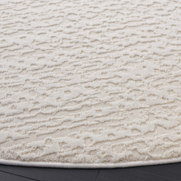 Safavieh Revive Solid Ivory Round Polyester Rug Power Loomed Low Pile Neutral Living Room Accent REV124A-7R