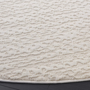 Safavieh Revive Solid Ivory Round Polyester Rug Power Loomed Low Pile Neutral Living Room Accent REV124A-7R