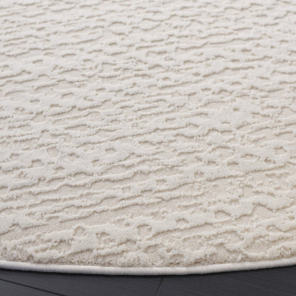 Safavieh Revive Solid Ivory Round Polyester Rug Power Loomed Low Pile Neutral Living Room Accent REV124A-7R