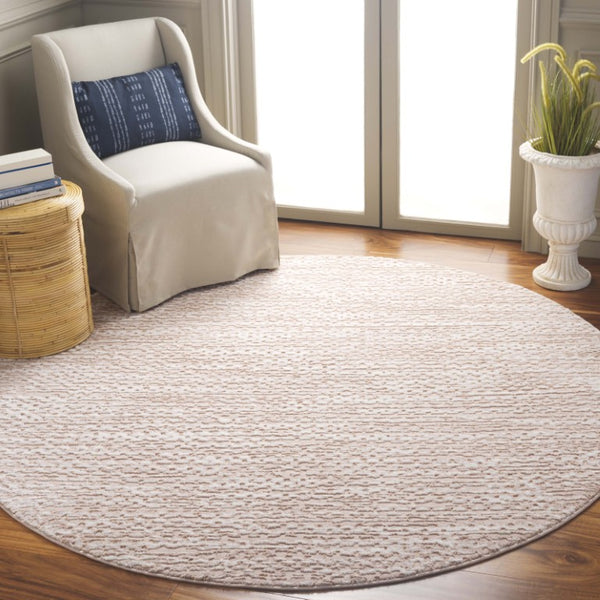 Safavieh Revive Round Area Rug Soft Pink Ivory Tonal Low Pile Polyester Bedroom Living Room REV124U-7R