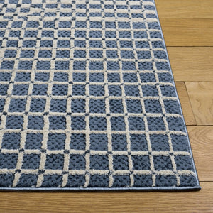 Safavieh Revive Solid Blue Ivory Power Loomed Recycled Polyester Rug for Living Room Bedroom REV128M-5