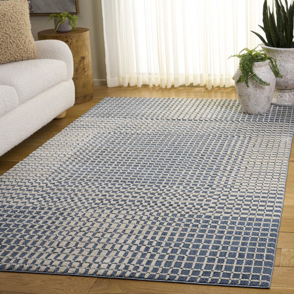 Safavieh Revive Solid Blue Ivory Power Loomed Recycled Polyester Rug for Living Room Bedroom REV128M-5