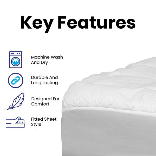 English Elm Capri Comfortable Sleep King Mattress Pad - Quilted Cotton, Deep Pocket, Hypoallergenic & Moisture-Resistant RF-REM-09-K-GG