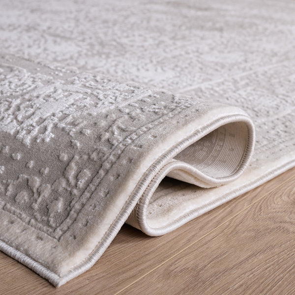 Safavieh Reflection Elegant White & Ivory Square Rug Power-Loomed Low-Pile Durable Style For Any Room 6'-7" x 6'-7" RFT663E-7SQ