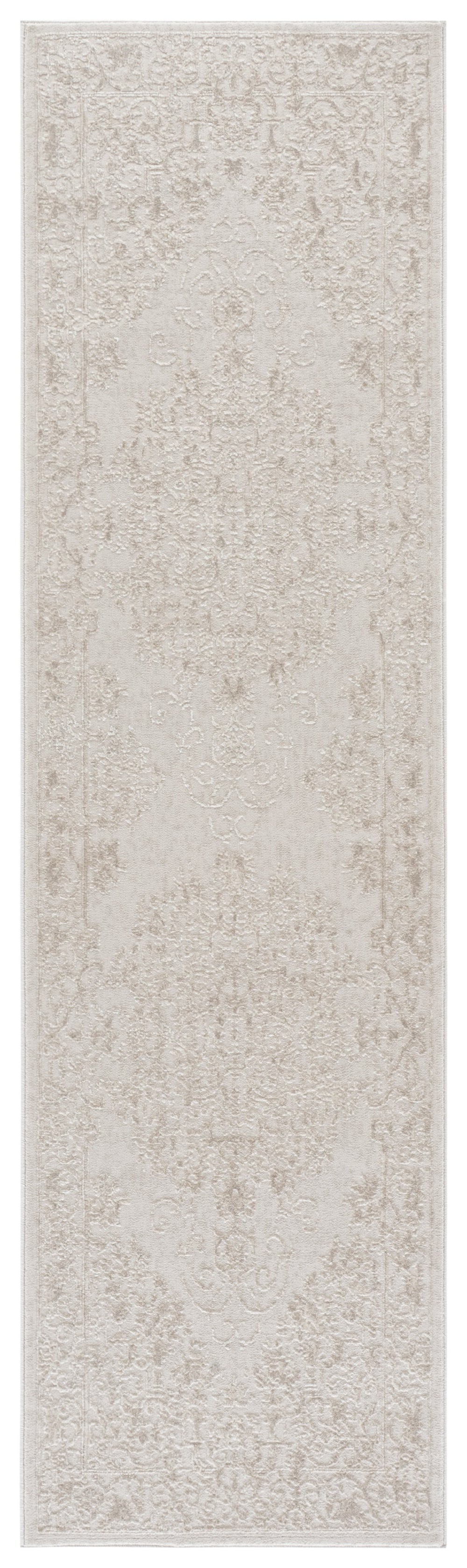 Safavieh Reflection Elegant Round Ivory & White Area Rug — Low-Profile Power-Loomed Floral Design For Rooms 6'-7" x 6'-7" RFT664E-7R