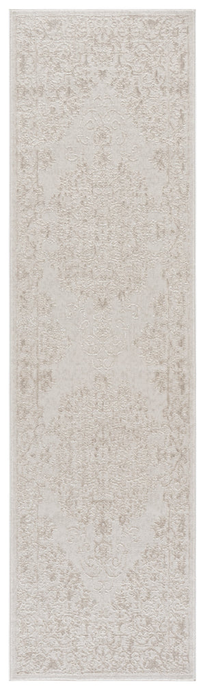 Safavieh Reflection Elegant Round Ivory & White Area Rug — Low-Profile Power-Loomed Floral Design For Rooms 6'-7" x 6'-7" RFT664E-7R
