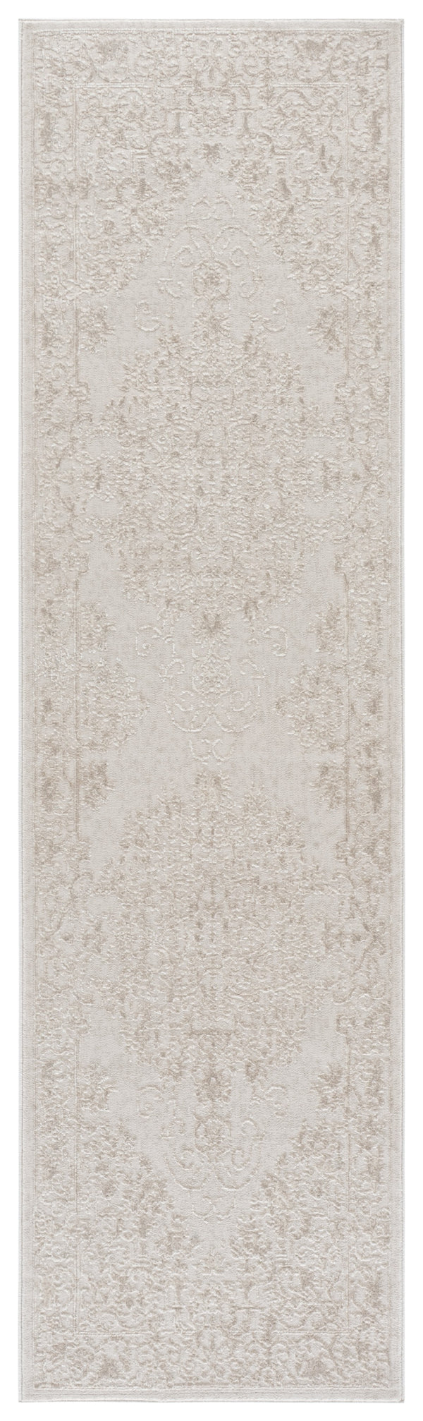Safavieh Reflection Elegant Round Ivory & White Area Rug — Low-Profile Power-Loomed Floral Design For Rooms 6'-7" x 6'-7" RFT664E-7R