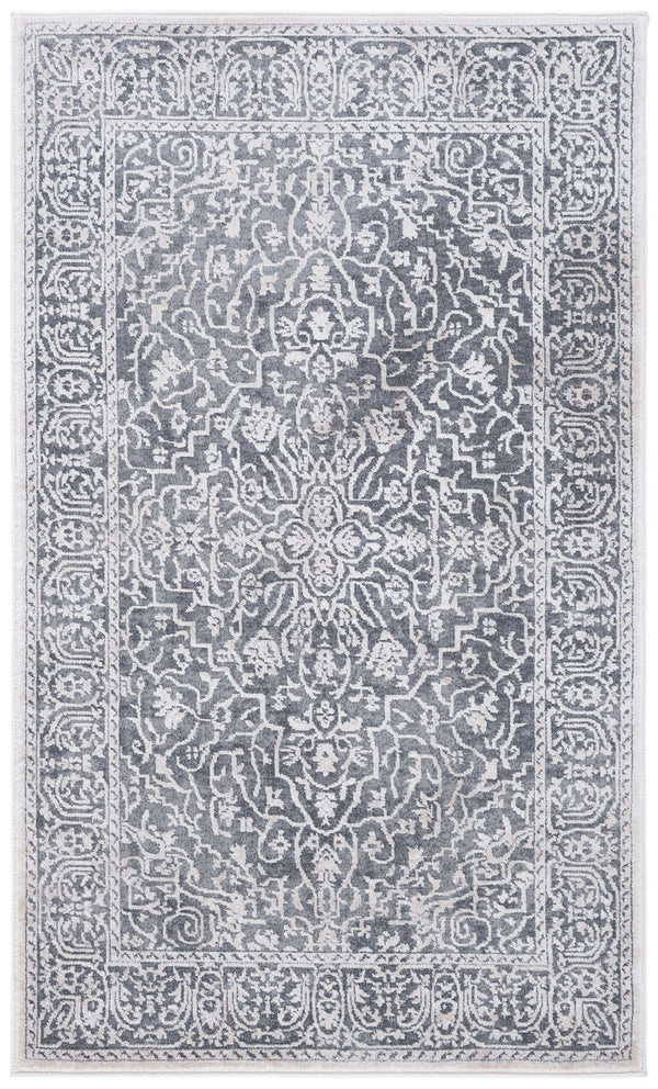 Safavieh Reflection Elegant Round Area Rug - Timeless Floral Motif, Plush Comfort, Perfect For Any Decor Dark Grey ,Cream 60% Polyester,40% Polypropylene Rft670b-216