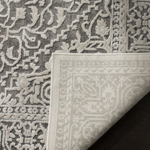 Safavieh Reflection Elegant Round Area Rug - Timeless Floral Motif, Plush Comfort, Perfect For Any Decor Dark Grey ,Cream 60% Polyester,40% Polypropylene Rft670b-216