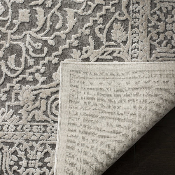 Safavieh Reflection Elegant Round Area Rug - Timeless Floral Motif, Plush Comfort, Perfect For Any Decor Dark Grey ,Cream 60% Polyester,40% Polypropylene Rft670b-216