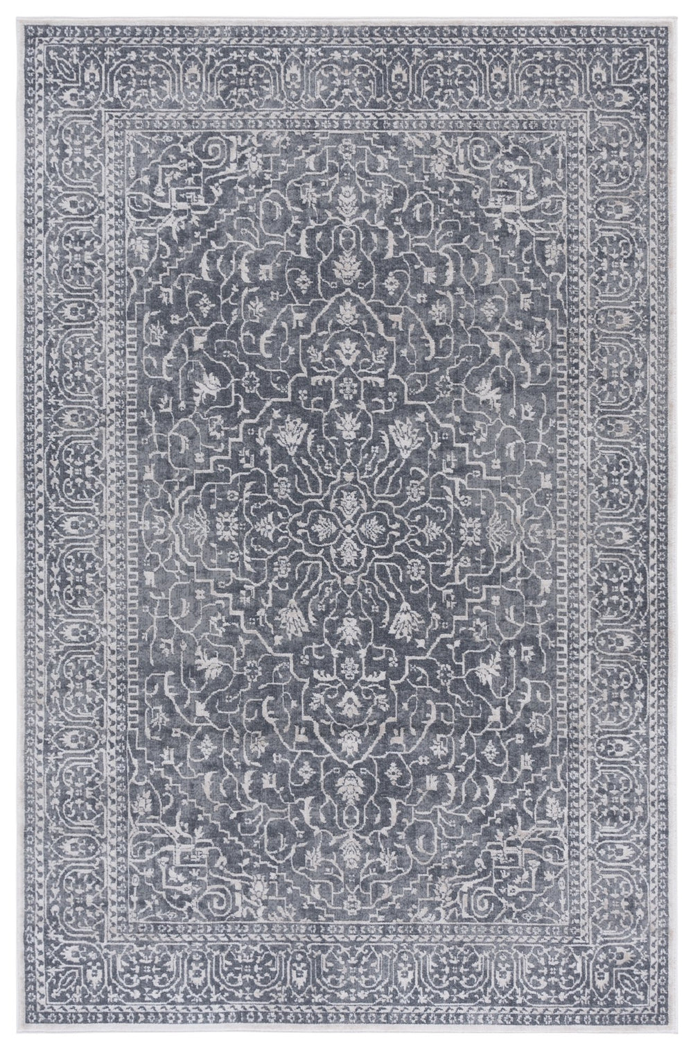 Safavieh Reflection Elegant Round Area Rug - Timeless Floral Motif, Plush Comfort, Perfect For Any Decor Dark Grey ,Cream 60% Polyester,40% Polypropylene Rft670b-216