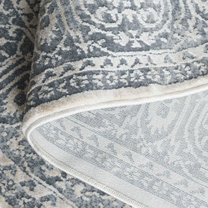 Safavieh Reflection Elegant Round Area Rug - Timeless Floral Motif, Plush Comfort, Perfect For Any Decor Dark Grey ,Cream 60% Polyester,40% Polypropylene Rft670b-216