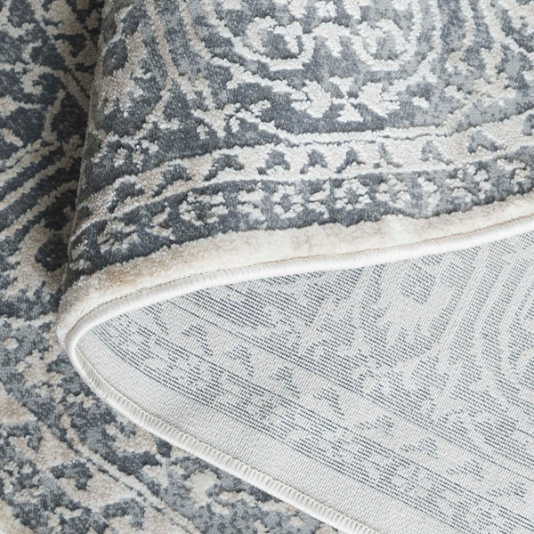 Safavieh Reflection Elegant Round Area Rug - Timeless Floral Motif, Plush Comfort, Perfect For Any Decor Dark Grey ,Cream 60% Polyester,40% Polypropylene Rft670b-216