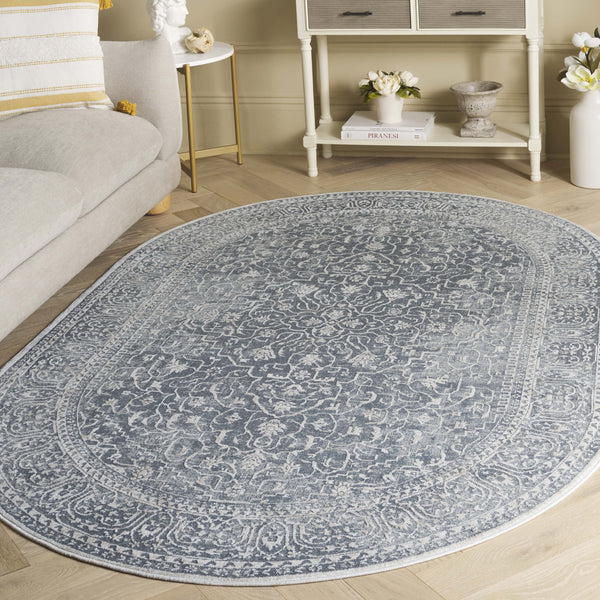 Safavieh Reflection Elegant Round Area Rug - Timeless Floral Motif, Plush Comfort, Perfect For Any Decor Dark Grey ,Cream 60% Polyester,40% Polypropylene Rft670b-216