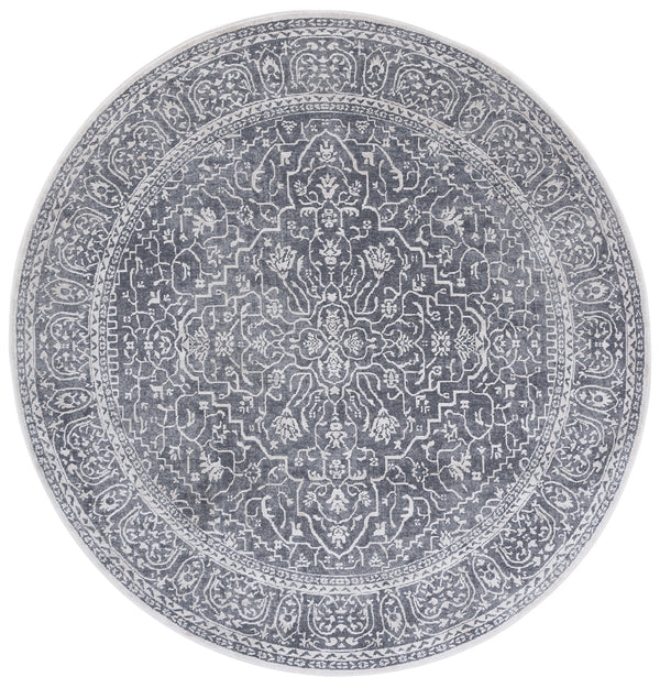 Safavieh Reflection Elegant Round Area Rug - Timeless Floral Motif, Plush Comfort, Perfect For Any Decor Dark Grey ,Cream 60% Polyester,40% Polypropylene Rft670b-216