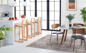 Safavieh Reflection Elegant Round Area Rug - Timeless Floral Motif, Plush Comfort, Perfect For Any Decor Dark Grey ,Cream 60% Polyester,40% Polypropylene Rft670b-216