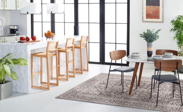 Safavieh Reflection Elegant Round Area Rug - Timeless Floral Motif, Plush Comfort, Perfect For Any Decor Dark Grey ,Cream 60% Polyester,40% Polypropylene Rft670b-216