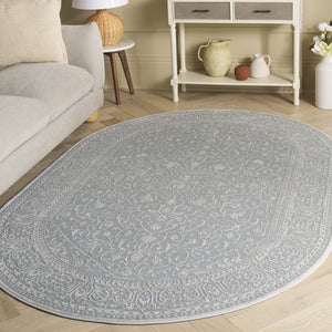 Safavieh Reflection Elegant Round Area Rug - Timeless Floral Motif, Plush Comfort, Perfect For Any Decor Light Grey ,Cream 60% Polyester,40% Polypropylene Rft670c-5ov