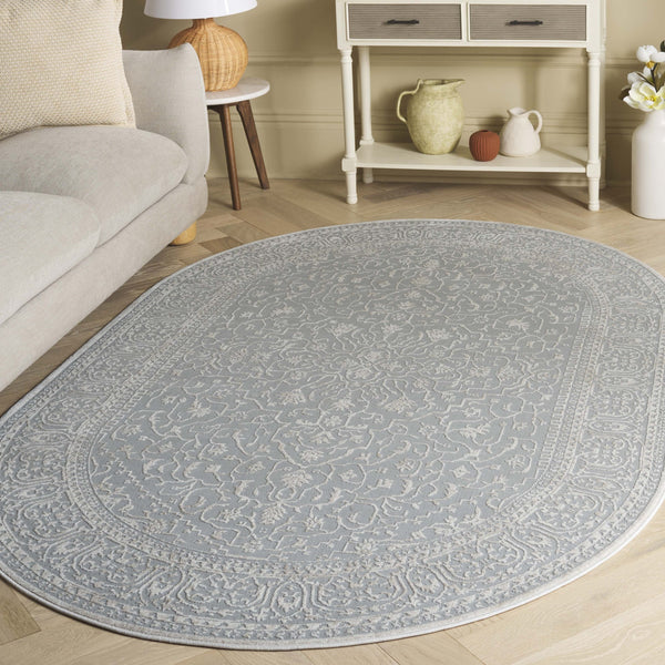 Safavieh Reflection Elegant Round Area Rug - Timeless Floral Motif, Plush Comfort, Perfect For Any Decor Light Grey ,Cream 60% Polyester,40% Polypropylene Rft670c-5ov