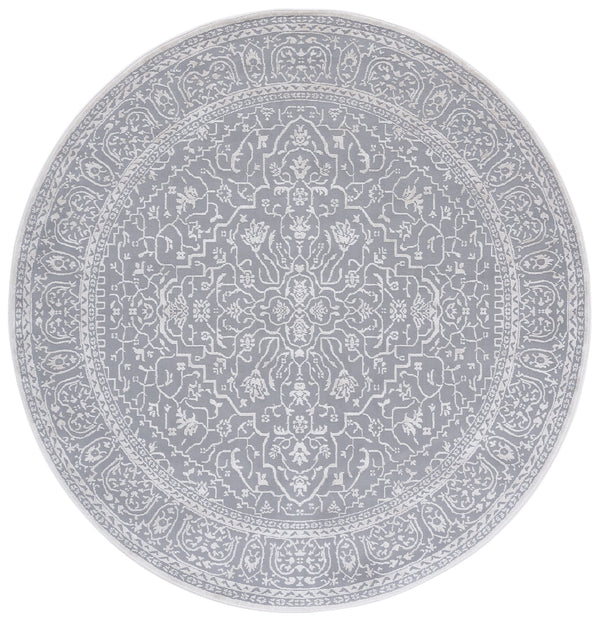 Safavieh Reflection Elegant Round Area Rug - Timeless Floral Motif, Plush Comfort, Perfect For Any Decor Light Grey ,Cream 60% Polyester,40% Polypropylene Rft670c-5ov