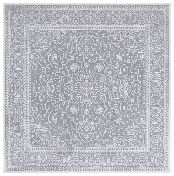 Safavieh Reflection Elegant Round Area Rug - Timeless Floral Motif, Plush Comfort, Perfect For Any Decor Light Grey ,Cream 60% Polyester,40% Polypropylene Rft670c-5ov