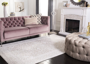 Safavieh Reflection Elegant Round Area Rug - Timeless Floral Motif, Plush Comfort, Perfect For Any Decor Creme ,Ivory 60% Polyester,40% Polypropylene Rft670d-218