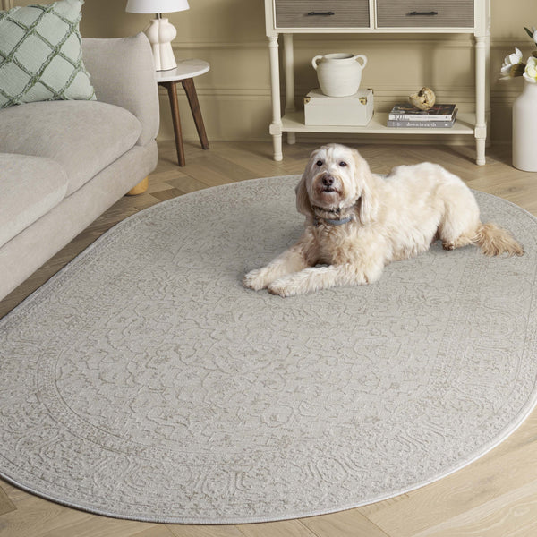 Safavieh Reflection Elegant Round Area Rug - Timeless Floral Motif, Plush Comfort, Perfect For Any Decor Creme ,Ivory 60% Polyester,40% Polypropylene Rft670d-218
