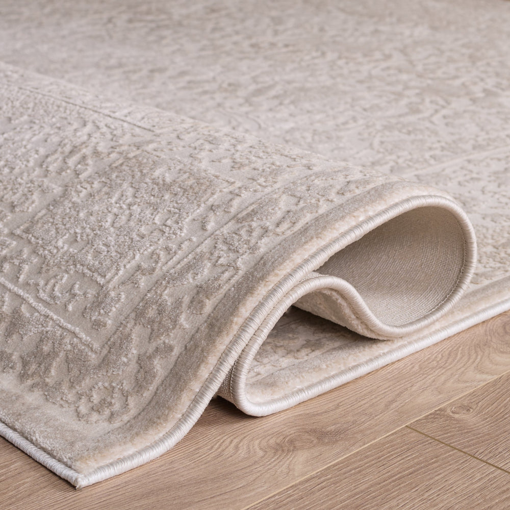 Safavieh Reflection Ivory Round Area Rug — Low-Profile 3/8" Pile, Power-Loomed Turkey, Durable Soft Texture 6'-7" x 6'-7" RFT676A-7R