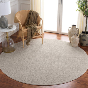 Safavieh Reflection Round Area Rug In Ivory Beige — Power-Loomed Turkey, Low-Profile Durable Pile, Minimalist Charm 6'-7" x 6'-7" RFT678A-7R