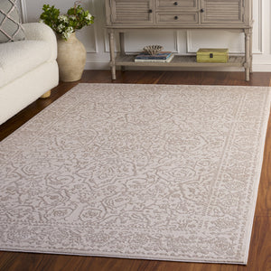 Safavieh Reflection Ivory And White Traditional Area Rug — Low-Profile Power-Loomed Turkish Blend For Living Rooms 5'-1" x 7'-6" RFT682A-5